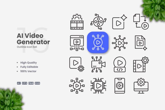 AI Video Generator Icons for Digital Sellers
