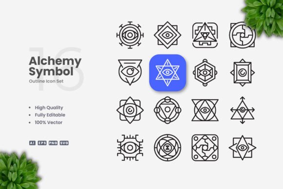 Alchemy Symbol Icons: Clean Graphics for Handmade Creations