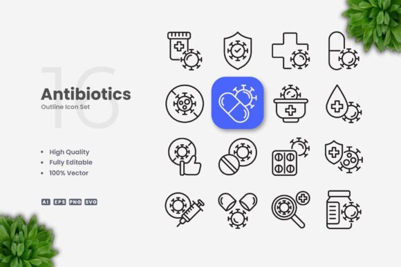 Antibiotics Icons: Clean Graphics for Modern Branding