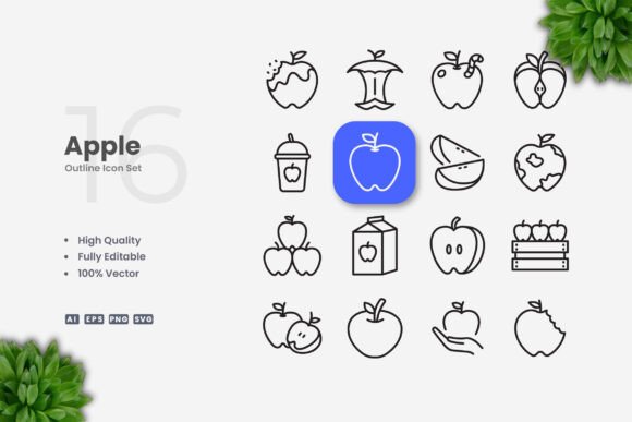 Apple Icons – Modern Graphics for Clean Visual Design