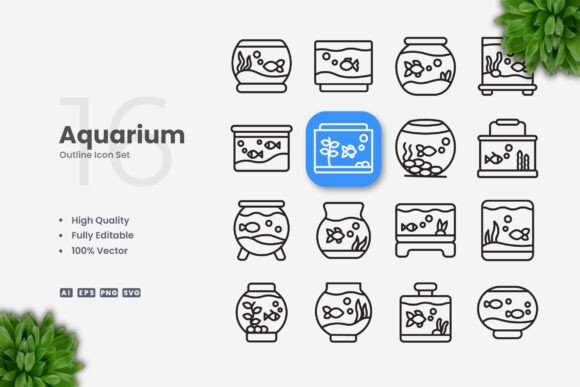 Aquarium Icons: Clean Graphics for Modern Branding