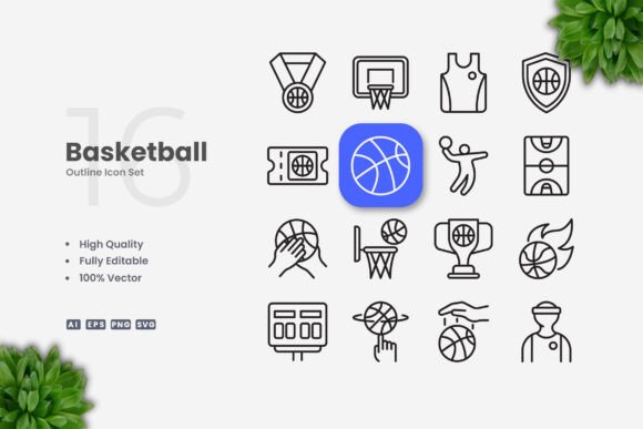 Basketball Icons: Clean Graphics for Modern Branding