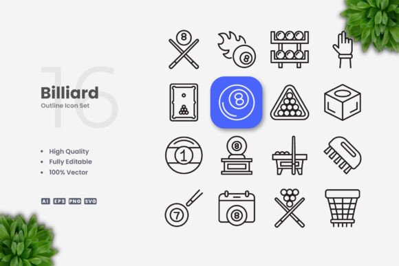 Billiard Icon: A Versatile Graphic for Modern Design Projects