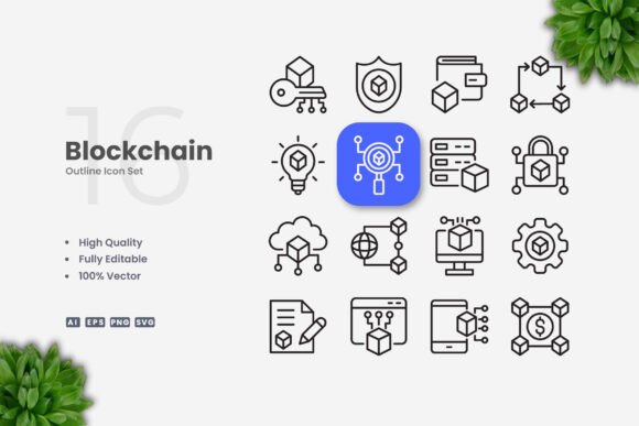 Blockchain Icons: Clean Graphics for Modern Branding