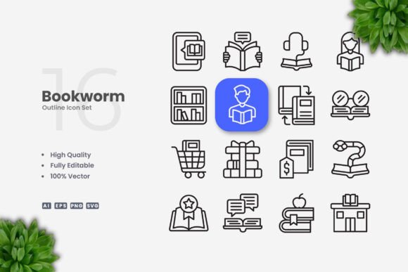 Bookworm Icon - A Versatile Graphic Design Asset