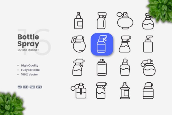 Bottle Spray Icons - Clean Graphics for Modern Branding