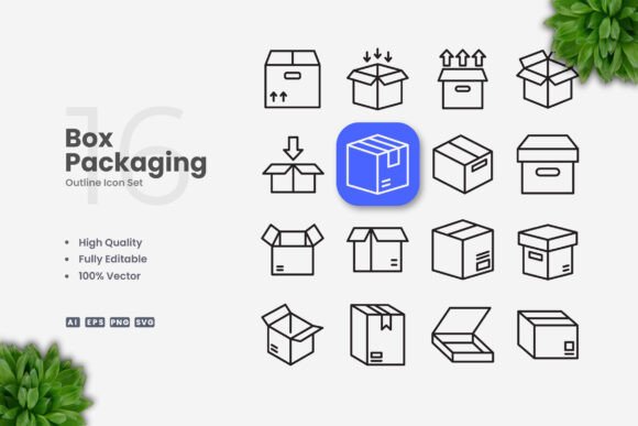 Box Packaging Icons - Clean Graphics for Creative Sellers