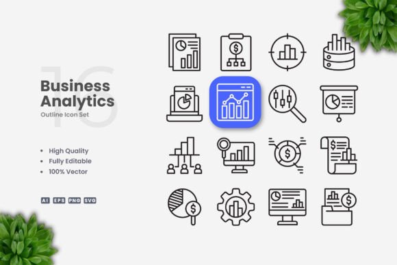 Business Analytics Icons - Clean Graphics for Digital Sellers