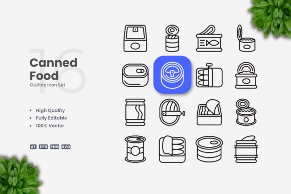 Canned Food Icons for Digital and Print Projects