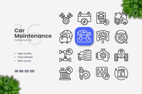 Car Maintenance Icons for Modern Graphic Design