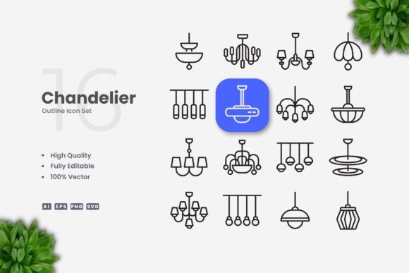 Chandelier Icons: A Designer's Take on Versatile Embroidery Graphics