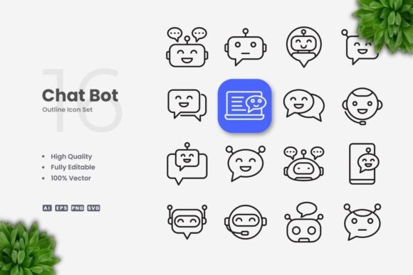 Chat Bot Icons: Modern Graphics for Clean Editorial Design