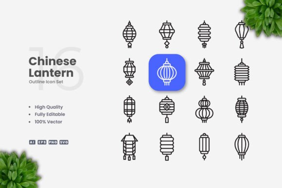 Chinese Lantern Icons - A Versatile Graphic Design Asset