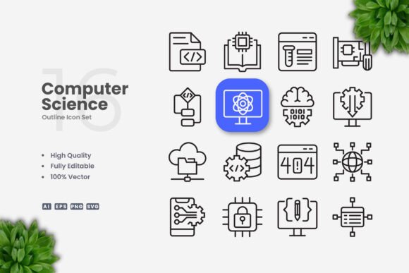 Computer Science Icons for Modern Graphic Design