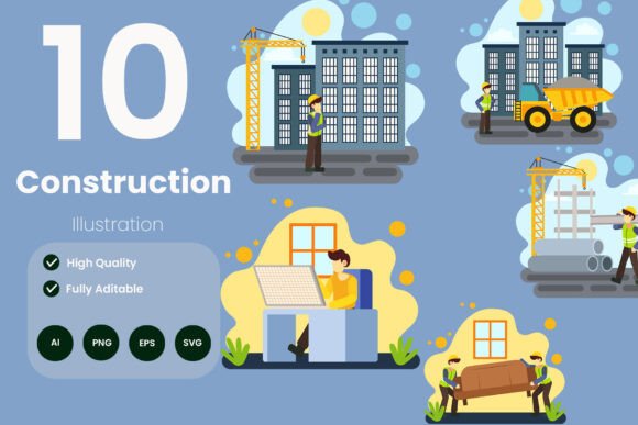 Construction Illustration Pack: Graphics & Illustrations for Branding