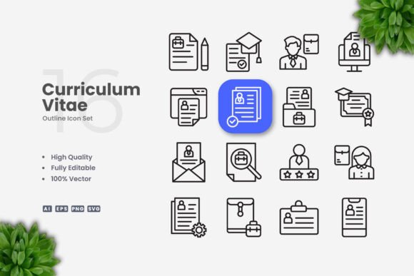 Curriculum Vitae Icons for Modern Branding and Design