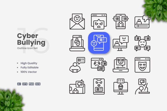 Cyber Bullying Icons - Clean Graphics for Handmade Creations