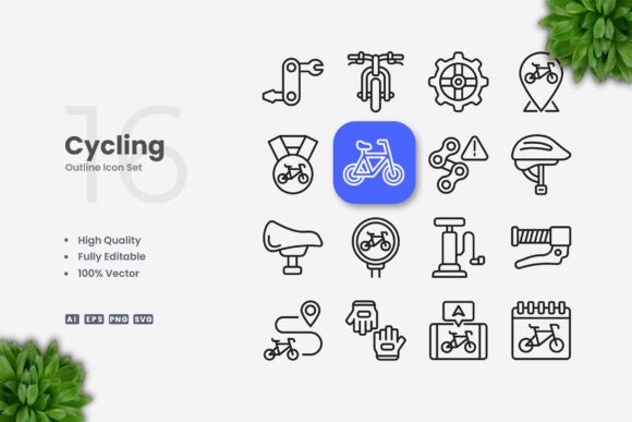 Cycling Icons: A Versatile Graphic Design Asset for Modern Branding