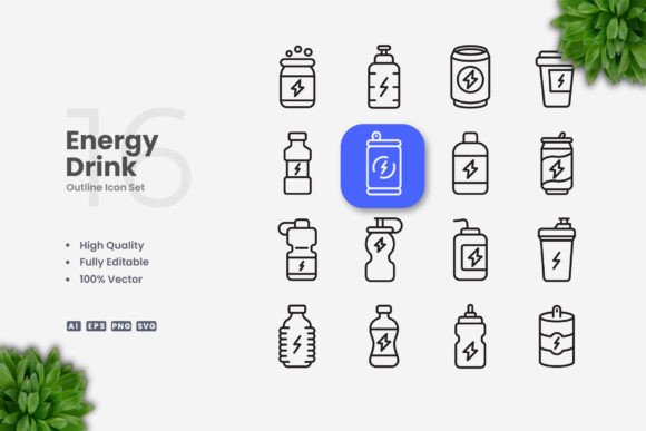 Energy Drink Icons - Clean Graphics for Handmade Creations