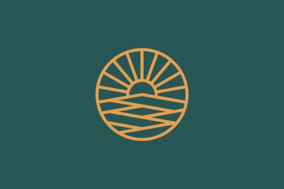 Farm Sunrise Logo Abstract Linear Style Graphics for Creators