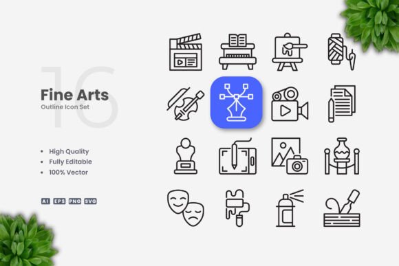 Fine Arts Icons: Clean Graphics for Modern Branding