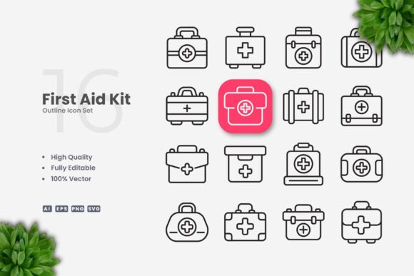 First Aid Kit Icons: Clean Graphics for Handmade Creations