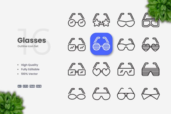 Glasses Icons: A Versatile Graphic Design Asset