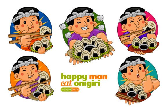 Man Eating Onigiri Vector Pack 02: Graphics & Illustrations Review