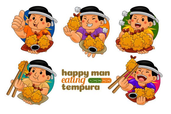 Man Eating Tempura Vector Pack 02: Graphics for Real Crafts