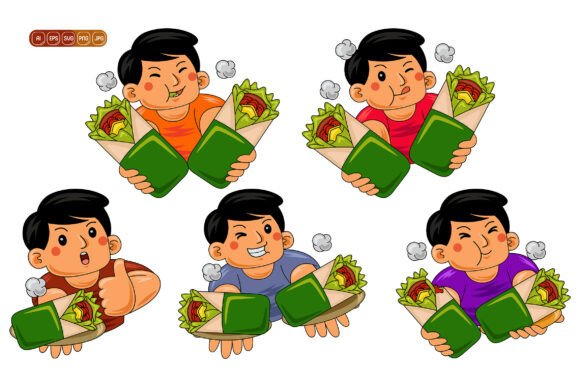 Man Eating Wrap Vector Pack 01: A Versatile Graphics Asset for Branding