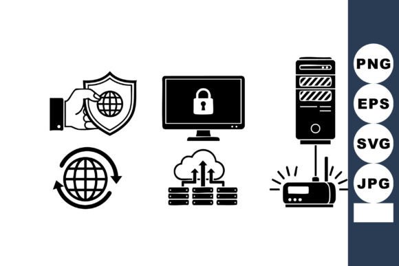 Minimal Cyber Security Icon Set: Graphics for Crafts