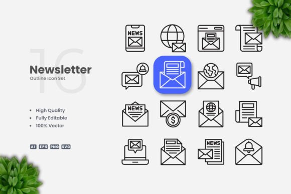 Newsletter Outline Icons: Essential Graphics for Digital Creators