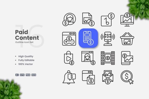 Paid Content Outline Icons: Essential Graphics for Handmade Creators
