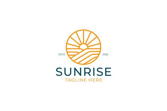 Sunrise Dawn Logo Badge Linear Abstract Graphics for Modern Bloggers